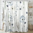 thumbnail image 1 of Floral Shower Curtain Set,Blue Beige Poppy Flowers Shower Curtains for Bathroom,Watercolor Lush Botanical Waterproof Fabric Bath Curtain with 12 Hooks 72x72in, 1 of 6
