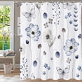 thumbnail image 1 of Floral Shower Curtain,Shower Curtains for Bathroom,Blue Flower Shower Curtain Sets Leaf Shower Curtain Plants Blue White Fabric Waterproof Cloth Bathtub Curtains with Hooks 72x72 Inch, 1 of 6