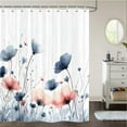 thumbnail image 1 of Floral Shower Curtain, Spring Flower Cloth Shower Curtains for Rustic Vintage Bathroom Decor, Spring Plant Shower Curtains Watercolor Floral Shower Curtain Cloth Set with Hooks, 60x72inch, Grey, 1 of 5