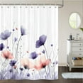 thumbnail image 1 of Floral Shower Curtain, Spring Flower Cloth Shower Curtains for Rustic Vintage Bathroom Decor, Spring Plant Shower Curtains Watercolor Floral Shower Curtain Cloth Set with Hooks, 60x72inch, Purple, 1 of 5