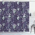 thumbnail image 1 of Floral Shower Curtain, Vintage Garden Plants Herbs Flowers Botanical Classic Design Illustration, Cloth Fabric Bathroom Decor Set with Hooks, 69" W x 70" L, Dark Purple, 1 of 5