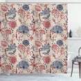 thumbnail image 1 of Ambesonne Floral Shower Curtain, Vintage Dotted Back Print, 69"Wx70"L, Eggshell Ruby and Blue, 1 of 3