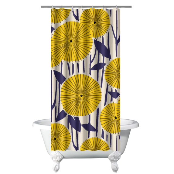 Floral Shower Curtain Watercolor Botanical Bathroom Decor Rustic Flower Design Fabric Bath Curtain for Tub Country Style Home Accessories with Hooks，36x72in(90x180cm)