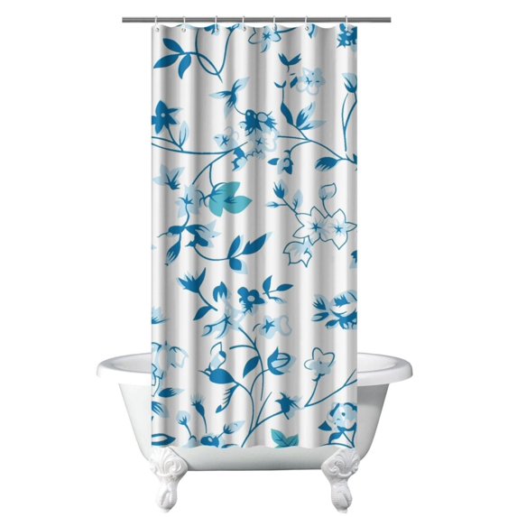 Floral Shower Curtain Watercolor Botanical Bathroom Decor Rustic Flower Design Fabric Bath Curtain for Tub Country Style Home Accessories with Hooks，36x72in(90x180cm)