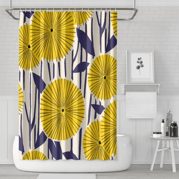 Floral Shower Curtain Watercolor Botanical Bathroom Decor Rustic Flower Design Fabric Bath Curtain for Tub Country Style Home Accessories with Hooks，36x72in