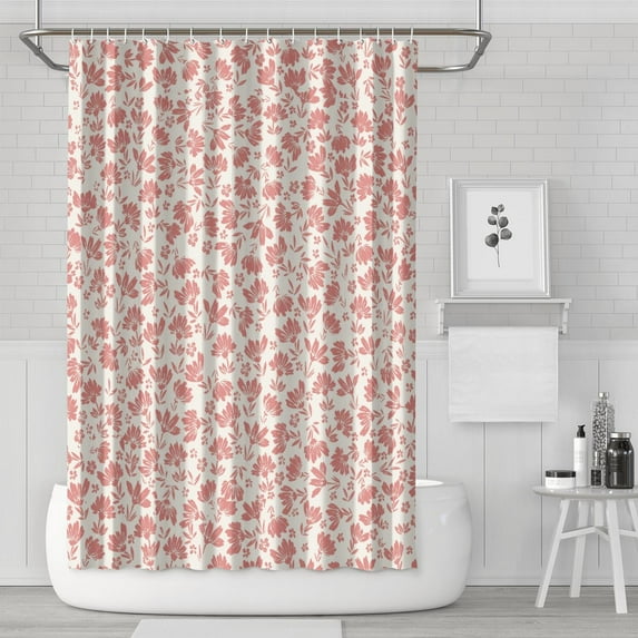 Floral Shower Curtain Watercolor Botanical Bathroom Decor Rustic Flower Design Fabric Bath Curtain for Tub Country Style Home Accessories with Hooks,36x72in