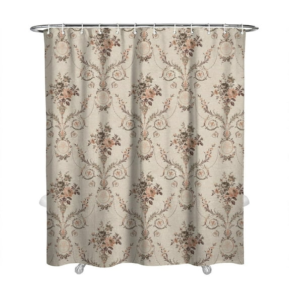 Floral Shower Curtain Watercolor Botanical Bathroom Decor Rustic Flower Design Fabric Bath Curtain for Tub Country Style Home Accessories with Hooks，72x84in(180*210cm)