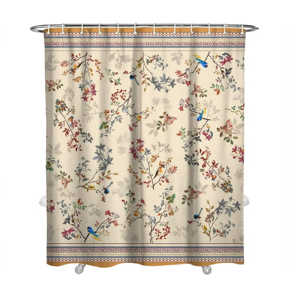Floral Shower Curtain Watercolor Botanical Bathroom Decor Rustic Flower Design Fabric Bath Curtain for Tub Country Style Home Accessories with Hooks，72x84in(180*210cm)