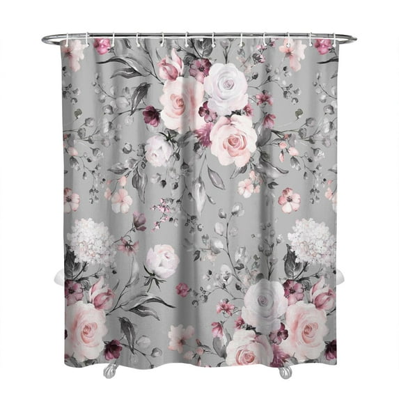 Floral Shower Curtain Watercolor Botanical Bathroom Decor Rustic Flower Design Fabric Bath Curtain for Tub Country Style Home Accessories with Hooks,72x84in(180*210cm)