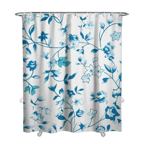 Floral Shower Curtain Watercolor Botanical Bathroom Decor Rustic Flower Design Fabric Bath Curtain for Tub Country Style Home Accessories with Hooks,72x84in(180*210cm)