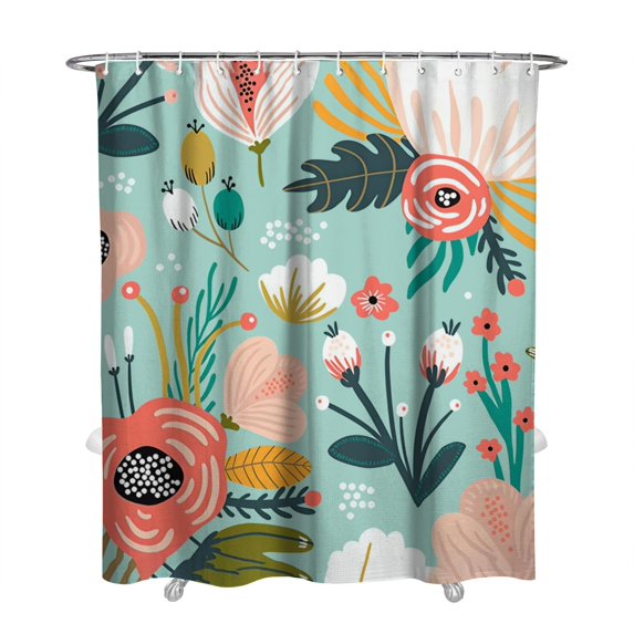 Floral Shower Curtain Watercolor Botanical Bathroom Decor Rustic Flower Design Fabric Bath Curtain for Tub Country Style Home Accessories with Hooks,72x84in(180*210cm)
