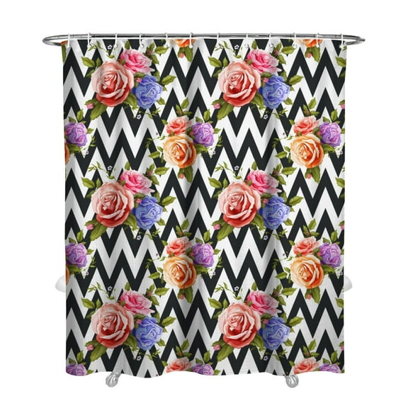 Floral Shower Curtain Watercolor Botanical Bathroom Decor Rustic Flower Design Fabric Bath Curtain for Tub Country Style Home Accessories with Hooks，72x84in(180*210cm)