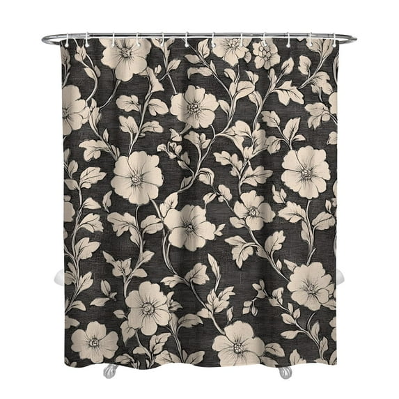 Floral Shower Curtain Watercolor Botanical Bathroom Decor Rustic Flower Design Fabric Bath Curtain for Tub Country Style Home Accessories with Hooks，72x84in(180*210cm)
