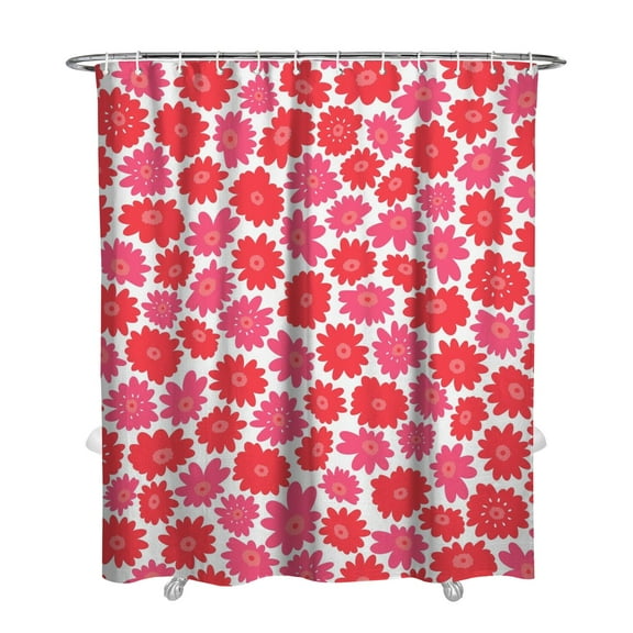 Floral Shower Curtain Watercolor Botanical Bathroom Decor Rustic Flower Design Fabric Bath Curtain for Tub Country Style Home Accessories with Hooks,72x84in(180*210cm)