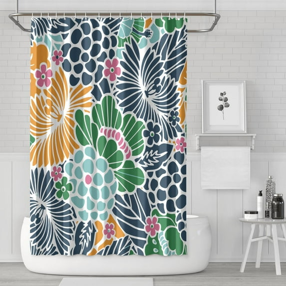 Floral Shower Curtain Watercolor Botanical Bathroom Decor Rustic Flower Design Fabric Bath Curtain for Tub Country Style Home Accessories with Hooks,72x84in