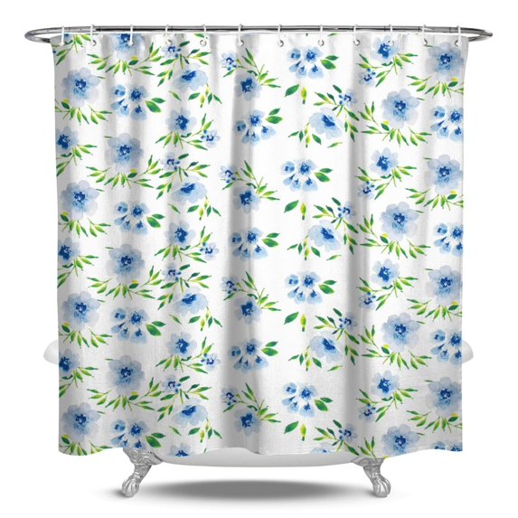 Floral Shower Curtain Watercolor Botanical Bathroom Decor Rustic Flower Design Fabric Bath Curtain for Tub Country Style Home Accessories with Hooks，84x72in(210x180cm)