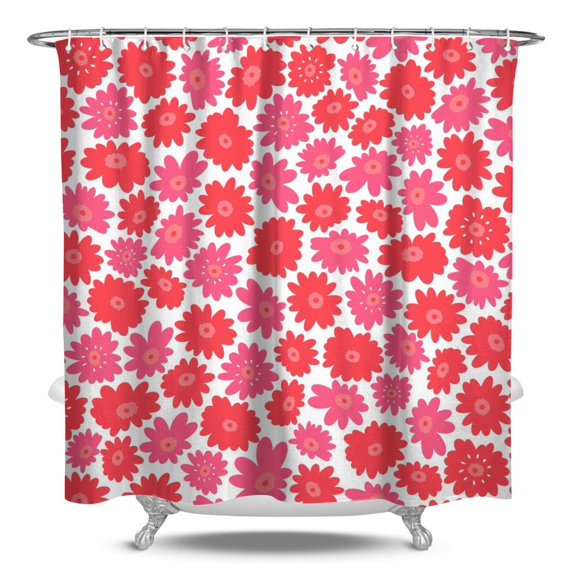 Floral Shower Curtain Watercolor Botanical Bathroom Decor Rustic Flower Design Fabric Bath Curtain for Tub Country Style Home Accessories with Hooks,84x72in(210x180cm)