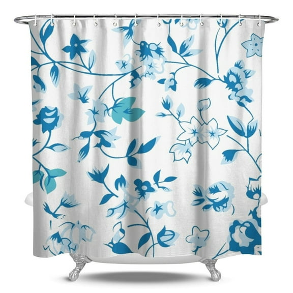 Floral Shower Curtain Watercolor Botanical Bathroom Decor Rustic Flower Design Fabric Bath Curtain for Tub Country Style Home Accessories with Hooks，84x72in(210x180cm)