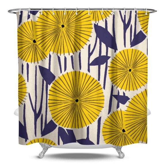 Floral Shower Curtain Watercolor Botanical Bathroom Decor Rustic Flower Design Fabric Bath Curtain for Tub Country Style Home Accessories with Hooks，84x72in(210x180cm)