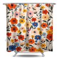 thumbnail image 1 of Floral Shower Curtain Watercolor Botanical Bathroom Decor Rustic Flower Design Fabric Bath Curtain for Tub Country Style Home Accessories with Hooks，84x72in(210x180cm), 1 of 5
