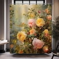 thumbnail image 1 of Floral Shower Curtain Watercolour Flowes Shower Curtains for Bathroom Vintage Hibiscus Bellis Perennis Lily Colourful Planta Flowers Decor Set with 12 Hooks 72x72 inches (C), 1 of 6