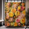 thumbnail image 1 of Floral Shower Curtain Watercolour Flowes Shower Curtains for Bathroom Vintage Hibiscus Bellis Perennis Lily Colourful Planta Flowers Decor Set with 12 Hooks 72x72 inches (A), 1 of 6
