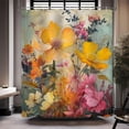 thumbnail image 1 of Floral Shower Curtain Watercolour Flowes Shower Curtains for Bathroom Vintage Hibiscus Bellis Perennis Lily Colourful Planta Flowers Decor Set with 12 Hooks 72x72 inches (D), 1 of 6