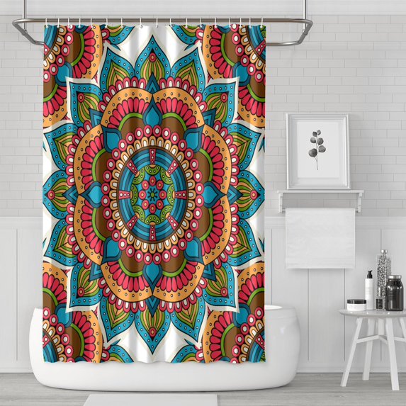 Floral Shower Curtain&nbsp;– Cute Daisy Artwork in Retro Yellow & White, Boho-Inspired Vintage Bath Decor, Water-Resistant Polyester, 72x72 Inches
