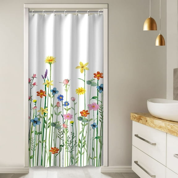 Floral Shower Curtains for Bathroom Flower Shower Curtain Pretty Shower Curtain Fabric Colorful Wildflower Flowered Shower Curtain with 12 Hooks Decorative Machine Washable, 72" W x 84" H