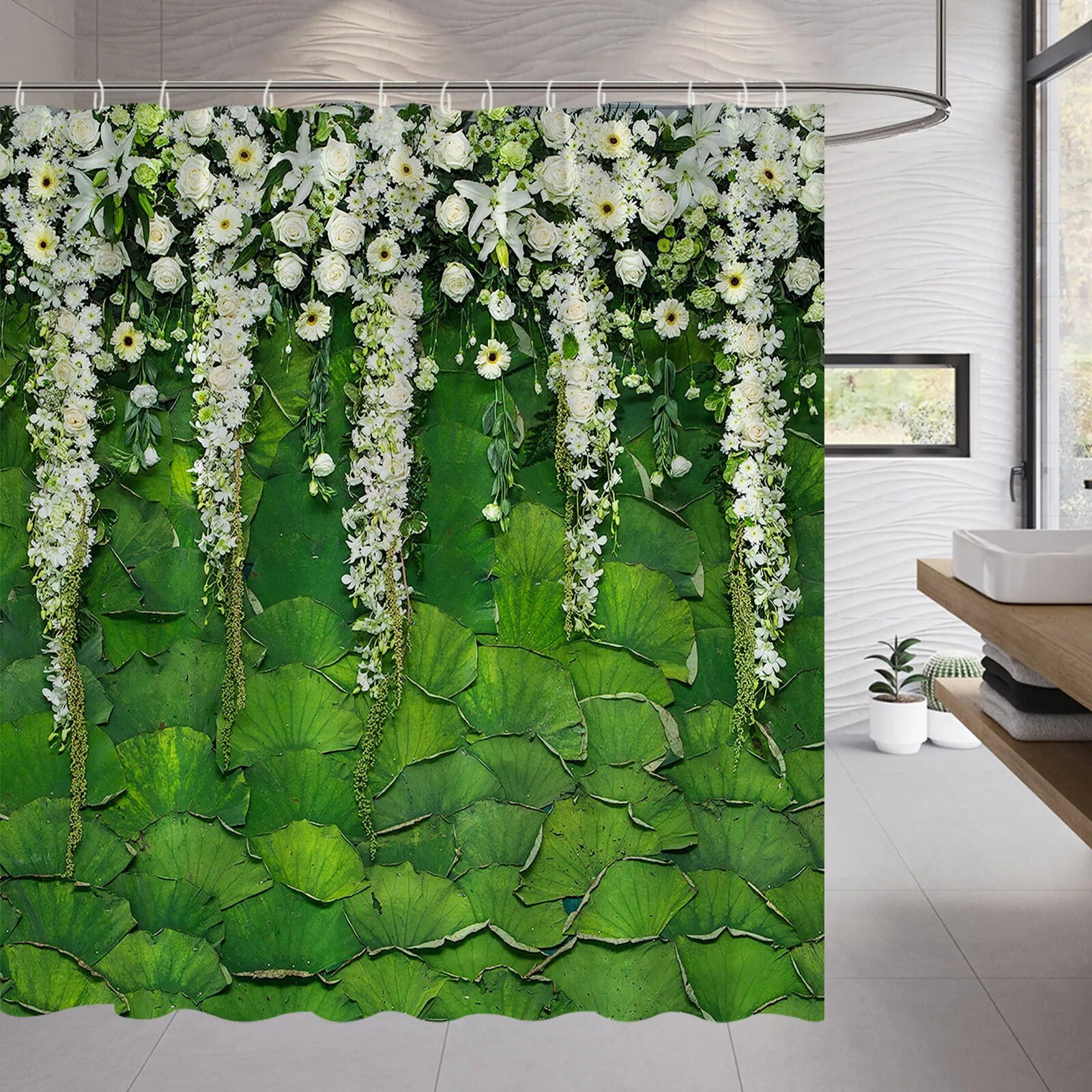 Floral Shower Curtains Wisteria Lotus Leaf Rose Butterfly Small Fresh