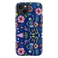 thumbnail image 1 of Floral Skeleton Phone Case, Colorful Flower and Dancing Skeleton Design, Unique Artistic Protective Cover for iPhone 16 15 14 13 12 11 Pro Plus Mini, 1 of 6