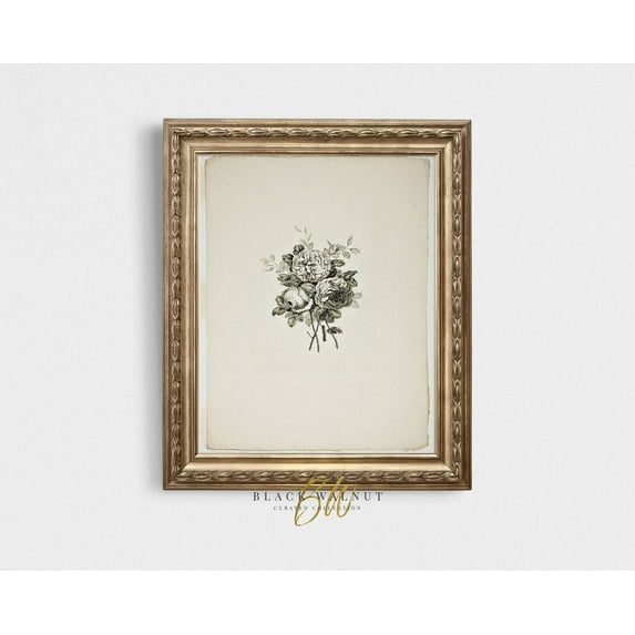Floral Sketch, Antique Floral Drawing Poster , French County Farmhouse, Vintage Minimal Sketch, Flower Drawing, Art, Size 8x12 UNFFRAMED F03.1.7l3233