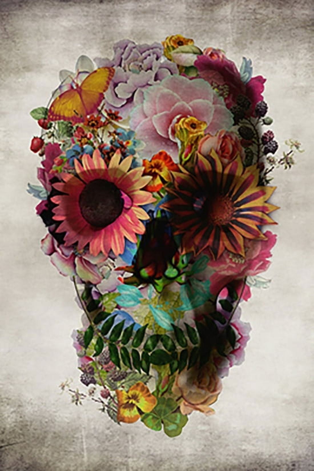 Floral Skull Art Poster (24 x 36) 