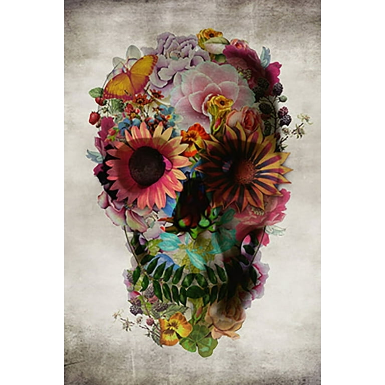 Floral Skull Art Poster (24 x 36)