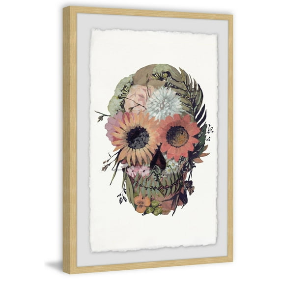 Floral Skull Framed Painting Print