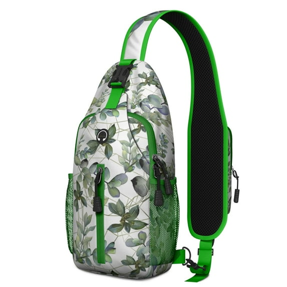 Floral and Skull Pattern Sling Bag with Adjustable Strap, Multiple Compartments, Lightweight Durable Crossbody Backpack for Travel, Outdoor, Daily Use