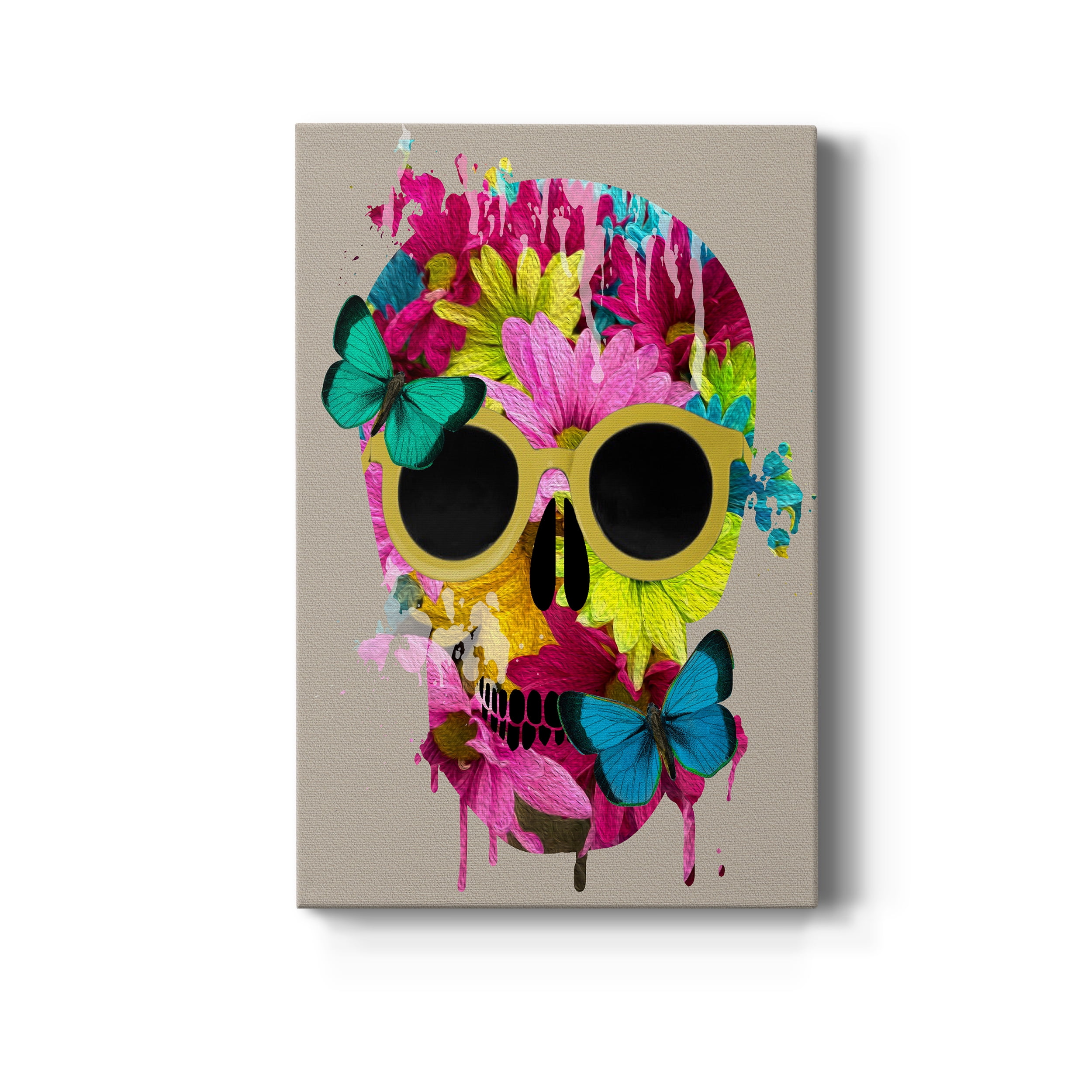 Floral Skull Premium Gallery Wrapped Canvas - Ready to Hang - 32 x 48