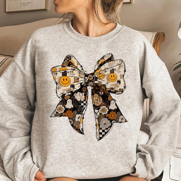 Floral Smiley Face with Pumpkin Sweatshirt, Spooky season Sweater, Thanksgiving Sweatshirt gift, Floral Fall Sweatshirt, Happy Face shirt TSHIRT All Size S-5XL