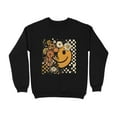 thumbnail image 1 of Floral Smiley Face With Checkered Pattern Trendy Sweatshirt (3XL, Black), 1 of 7