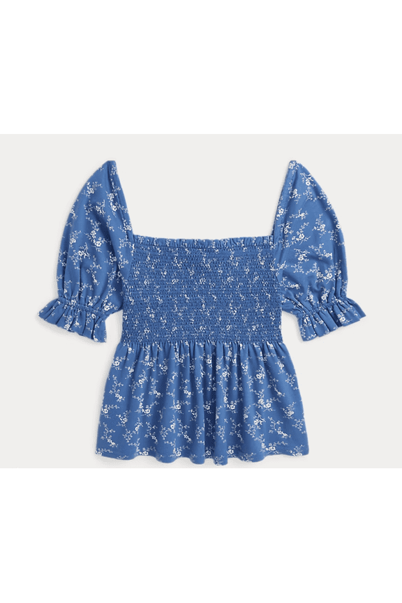 Floral Smocked Cotton Jersey Top