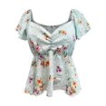 thumbnail image 1 of Floral Smocked Peplum Blouse with Cap Sleeves, 1 of 6