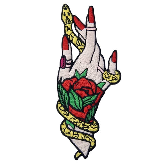 Floral Snake And Witchy Hand Patch Embroidered Applique Badge Iron On Sew On Emblem