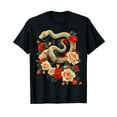 thumbnail image 1 of Floral Snake T-Shirt for Men Women Cotton Top Tee Fashion Casual Animal Short Sleeves, 1 of 2