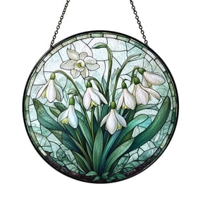 Floral Snowdrop Window Hanging – Glass Style Art