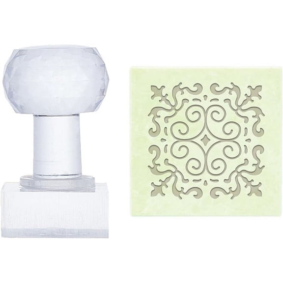 Floral Soap Stamp Soap Embossing Stamp Acrylic Stamp with Handle Square Soap Chapter Imprint Stamp