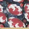 thumbnail image 1 of Floral Sofa Upholstery Fabric by the Yard, Abstract Design Flowers and Swirls on a Dark Background Vintage Garden, Decorative Fabric for DIY and Home Accents, Charcoal Grey Multicolor by Ambesonne, 1 of 5