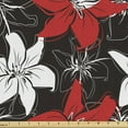 thumbnail image 1 of Ambesonne Floral Fabric by the Yard Upholstery, Garden Plants Botanic Art, 1 Yard, Vermilion White Black, 1 of 5