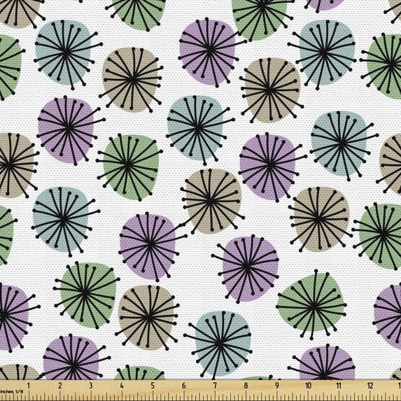 Floral Sofa Upholstery Fabric by the Yard, Hand Drawn Like Flowers Circular Abstract Interpretation Simplistic Demonstration, Decorative Fabric for DIY and Home Accents, Multicolor by Ambesonne