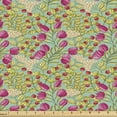 thumbnail image 1 of Floral Sofa Upholstery Fabric by the Yard, Illustration of Spring Blooming Flowers and Leaves on a Natural Backdrop, Decorative Fabric for DIY and Home Accents, Seafoam Pink and Green by Ambesonne, 1 of 5