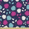 thumbnail image 1 of Floral Sofa Upholstery Fabric by the Yard, Physalis Flowers and Leaves on a Blue Background Nature Art, Decorative Fabric for DIY and Home Accents, Dark Blue Pink by Ambesonne, 1 of 5
